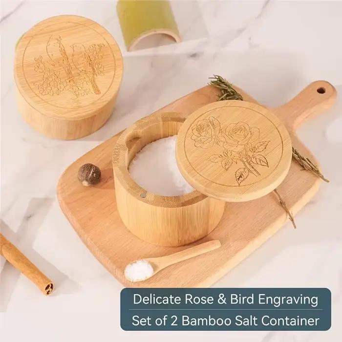 Salt Cellar, 2 récipients à sel en bambou