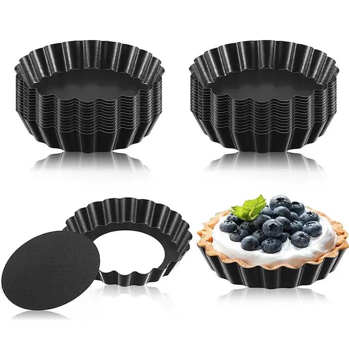 Mini moules à tarte aux œufs, 8/10/12cm, avec fond amovible, antiadhésifs, petites boîtes à cupcakes cannelées, tartes, poêle à Quiche pour tartes