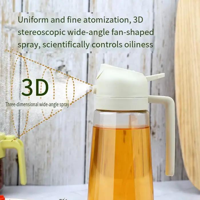 Bouteille d'huile en verre, double usage pulvérisation et versement, 600 ml, résistante aux hautes températures et anti-fuite, pulvérisation uniforme, idéale pour les salades