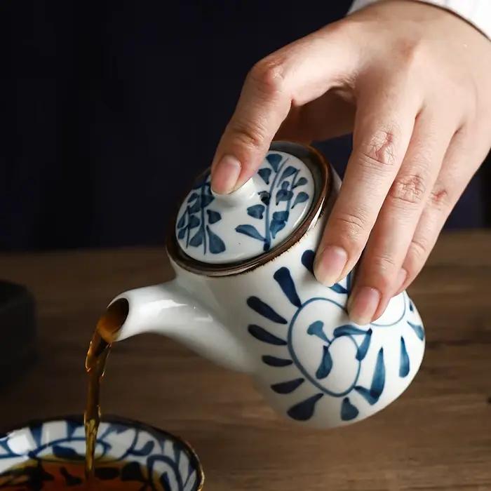Galleau de vinaigre en céramique sous glaçure peint à la main