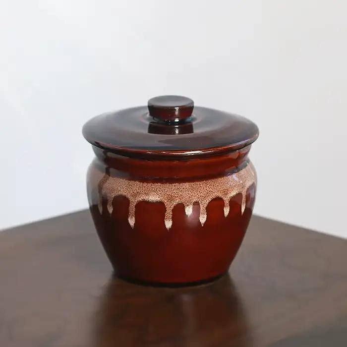 Pot de décapage en céramique émaillée, pot de Fermentation Kimchi de Style Antique, récipient de conserve en grès pour le stockage de la cuisine à domicile