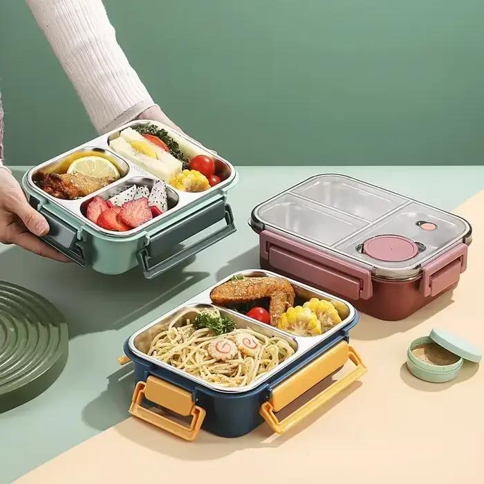 Boîte à déjeuner portable isotherme 850ml pour enfant et adulte, boîte à bento acier inoxydable réutilisable, idéale pour le travail, l'école ou les voyages