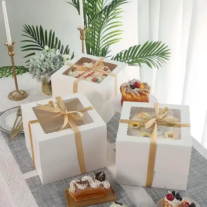 Boîtes à gâteaux jetables blanches haut de gamme avec fenêtre