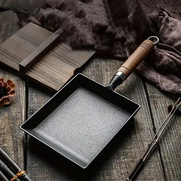 Poêle à œufs japonaise en fonte, poêle carrée antiadhésive pour crêpes, ustensiles de cuisine domestiques, outils de cuisine faciles à nettoyer, 1 pièces