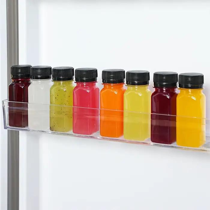 Bouteilles à shot en plastique PET de qualité alimentaire avec bouchons anti-fuite pour adultes, pour le lait, les boissons chaudes, les cocktails et les boissons fraîchement pressées