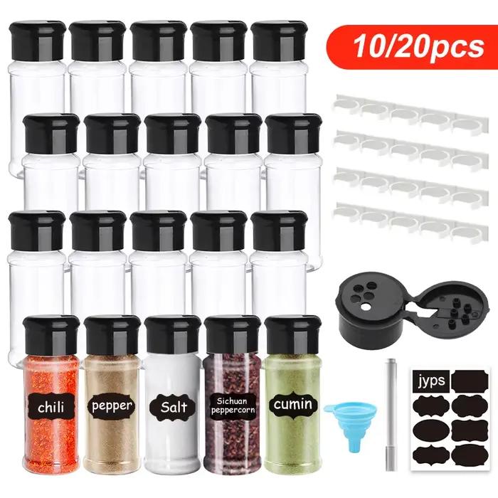 Pots pour épices, salière et poivrière, pot d'assaisonnement, organisateur d'épices, condiments de Barbecue en plastique, outil Gadget de cuisine, 5/10/15/20 pièces