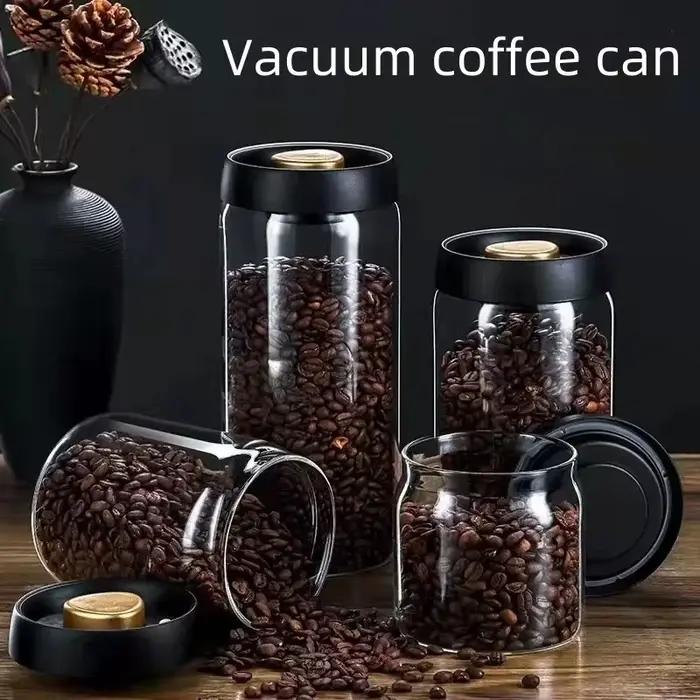 Pot à café manuel scellé sous vide, verre à haute teneur en Borosilicate, récipient de stockage de thé résistant à l'humidité pour café de cuisine