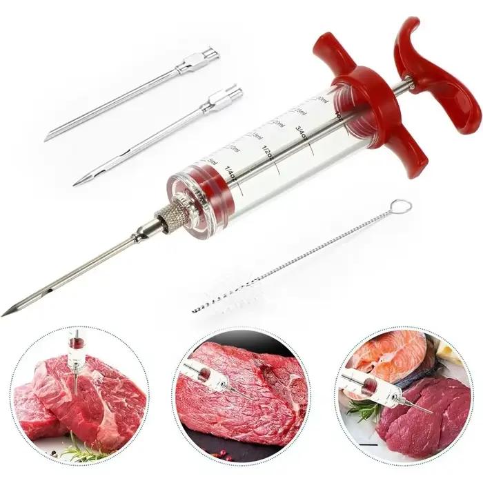 Kit d'injecteur de viande en acier inoxydable pour dinde, poulet rôti et barbecue occasions spéciales