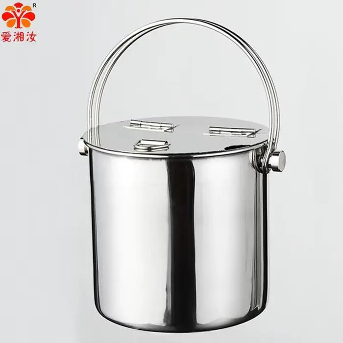 Seau à Sucre Épais à Clapet en Acier Inoxydable avec Couvercle, Glace Portable E27, Magasin de Thé au Lait, Refroidisseur de Vin à Cliquetis Froids
