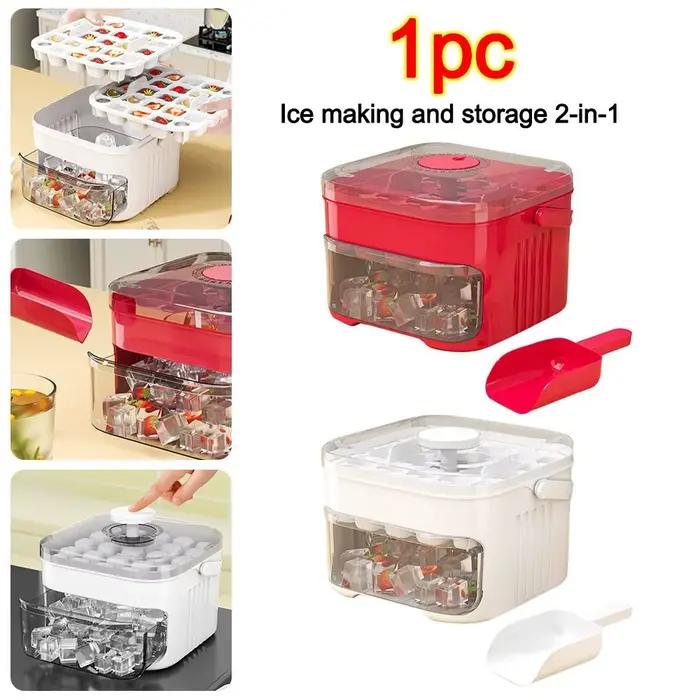 Réfrigérateur domestique à 50 cubes, stockage de glace, boîte à glace, machine à glaçons avec capuchon de presse facile, machine à glaçons Double couche