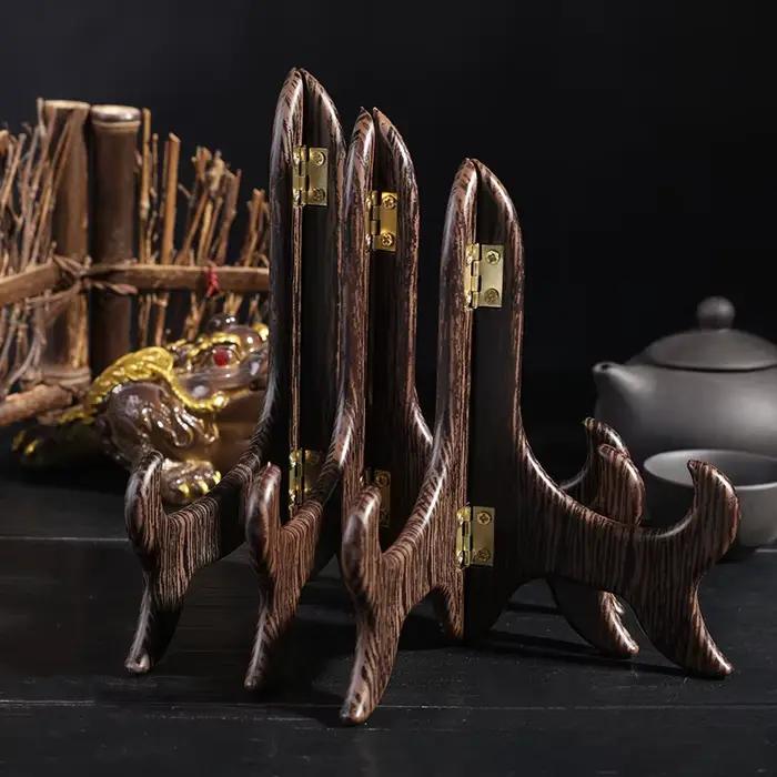 Support de plaque d'aile en bois, plateau d'exposition, aile de poulet, support de plaque en bois, support de gâteau au thé, support d'assiette en céramique, ornement en résine trois l...