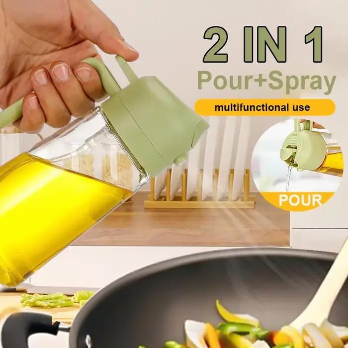 Pulvérisateur de Verser 2 en 1, friteuse de cuisine, bouteille distributrice d'huile de pulvérisation d'air pour huile d'olive, cuisson, friture, barbecue, Camping, grande capacité
