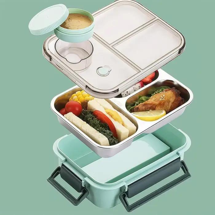 Boîte à déjeuner en acier inoxydable 800ml avec compartiments étanches pour enfant et adulte, idéale pour le transport de repas chauds et collations, disponible en plusieurs couleurs