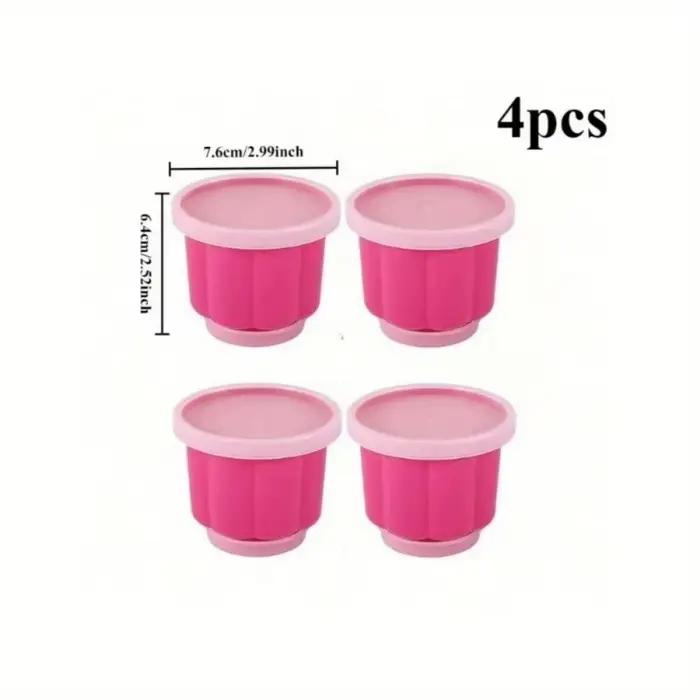 Moules à desserts réutilisables portables en plastique avec couvercles empilables, moule à crème glacée à la gélatine, outils de cuisson, fabrication de crème anglaise et de Pudding, 4 pièces