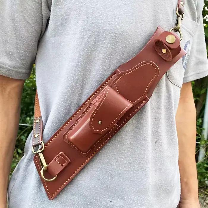 Étui à couteau portable en cuir véritable fait main