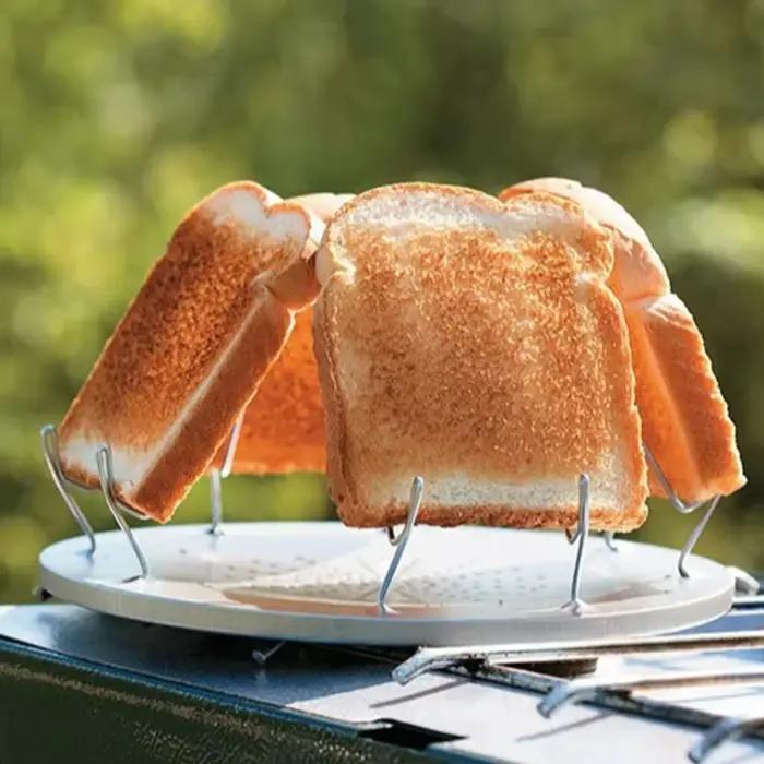 Grille à pain grillable en acier inoxydable pliable et amovible pour camping et barbecues familiaux occasions spéciales