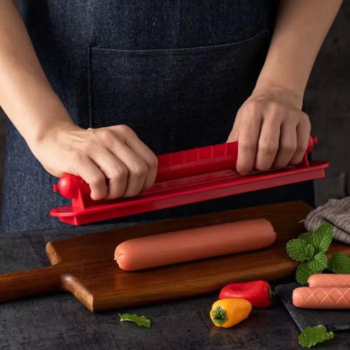 Coupe-saucisses et Hot Dog, fournitures de cuisine, nouveau trancheur de maille de précision à rainure transversale de qualité commerciale pour saucisses, outil de barbecue pour Hot Dog