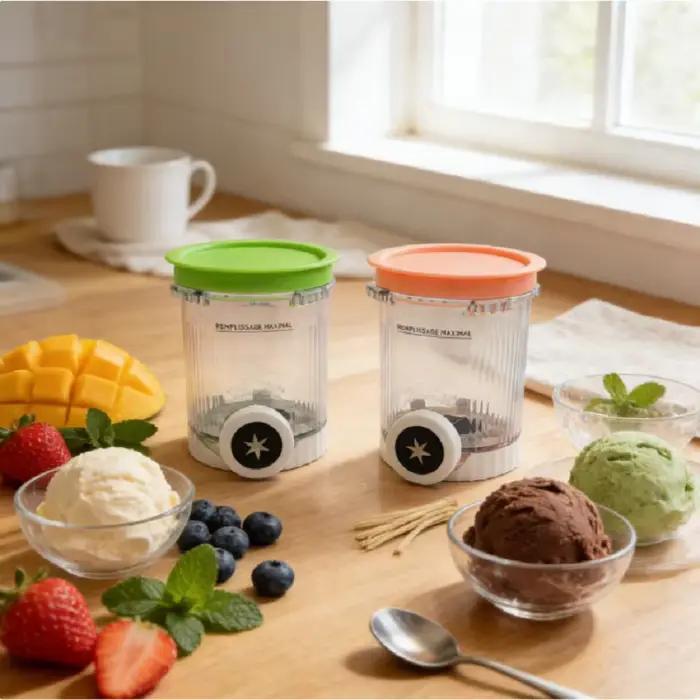 Lot de 2 pots et couvercles Creami Swirl pour les sorbetières Ninja NC700 et NC701 – Accessoire compatible avec les sorbetières Ninja Swirl