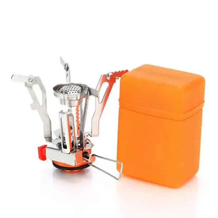 Réchauds de camping portables coupe-vent, réchaud de randonnée avec allumage piézo, support stable, pour la randonnée, la cuisine en pique-nique