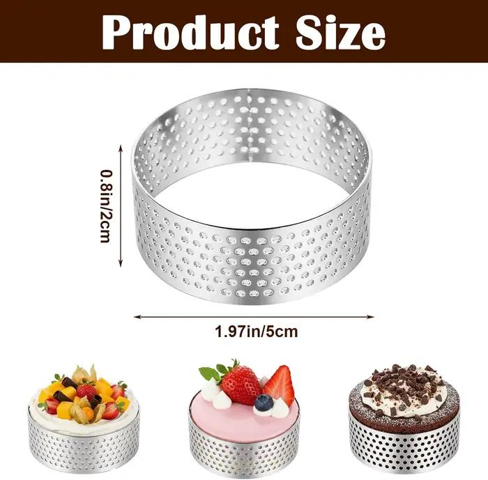 Ensemble de 12 Cercles à Tarte Ronds en Acier Inoxydable - Moules Perforés pour Mousses et Desserts, Emporte-pièces, Moules à Tarte aux Fruits