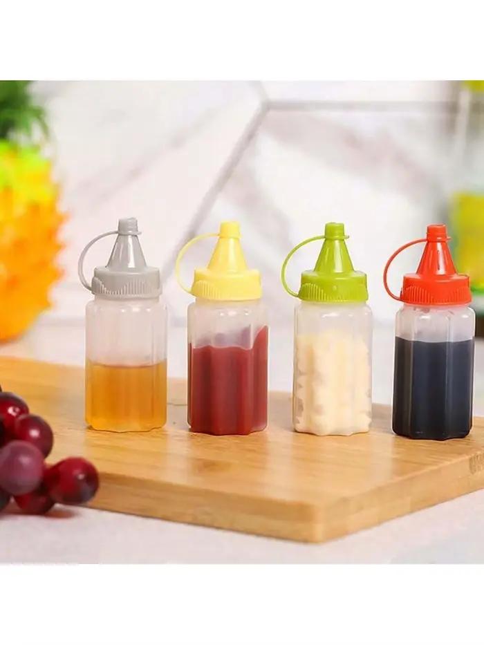 2/4/6 pièces Bouteilles à sauce portables en PP Mini pots à condiments translucides étanches pour le camping en plein