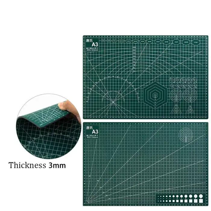 Tapis de découpe en PVC A2/A3 de 3 mm d'épaisseur, double face, antidérapant, avec grille, pour le bricolage, la création de modèles, outil artisanal