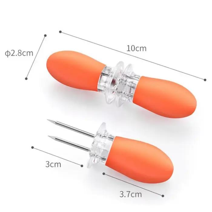 Support de maïs 2 pièces, supports de maïs en acier inoxydable, fourchettes de barbecue, brochettes de maïs sur maïs sur maïs, fêtes de cuisine, outil de verrouillage de Camping
