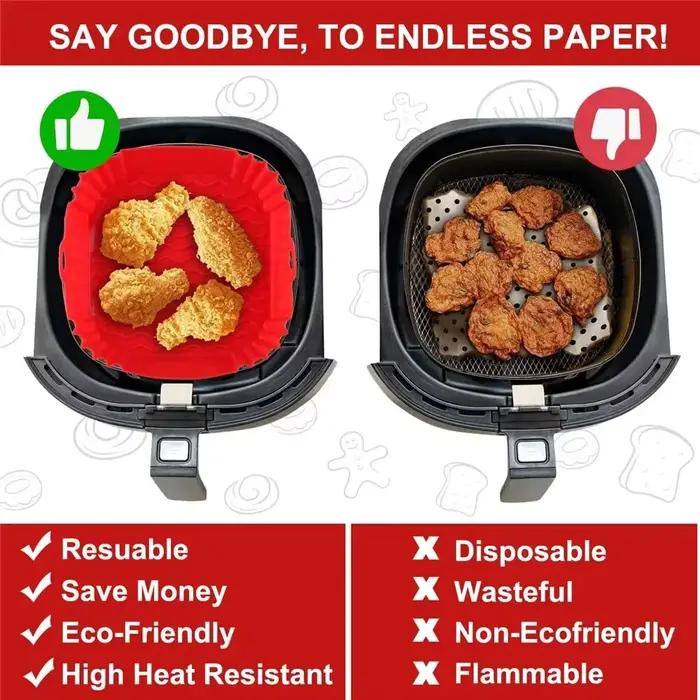Doublure de poêle en silicone réutilisable pour friteuse à air, accessoires de cuisson au four, pizza frite, panier en silicone jetable, 1PC