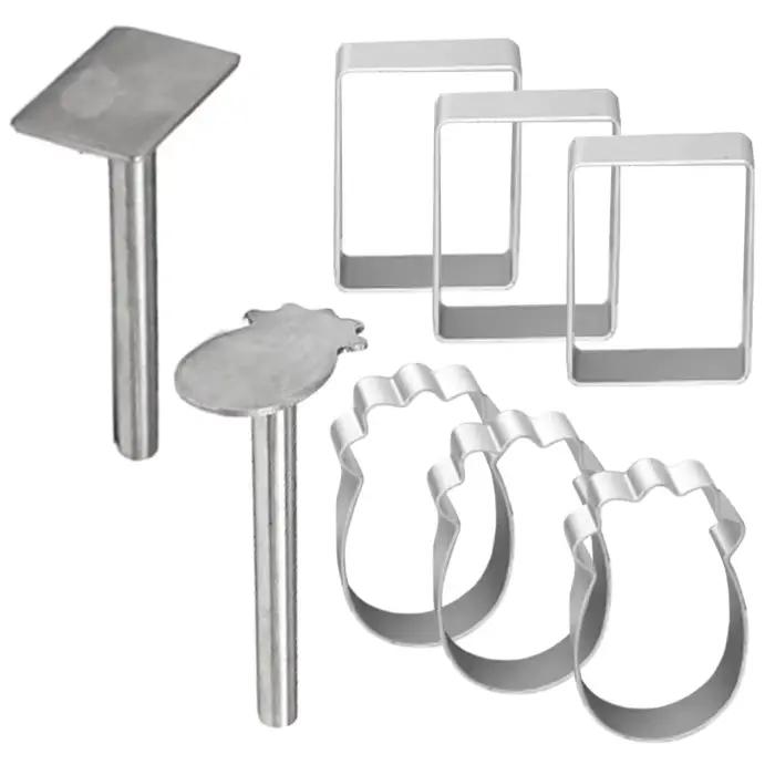 Moule à biscuits et à gâteaux en forme de rectangle, en acier inoxydable, avec poussoir, pour la décoration de gâteaux