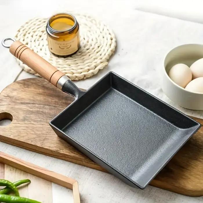 Poêle à œufs japonaise en fonte, poêle carrée antiadhésive pour crêpes, ustensiles de cuisine domestiques, outils de cuisine faciles à nettoyer, 1 pièces