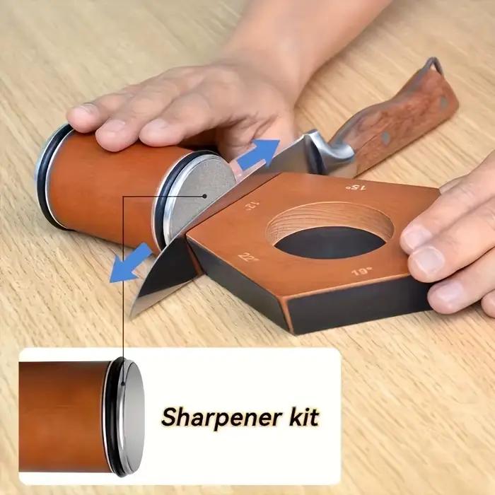 Affûteur de couteaux rotatif à 5 angles 12/15/18/20/22 °   Aiguiseurs de couteaux à base magnétique, accessoire en bois, grain diamanté 240-10000 #   Cuisine