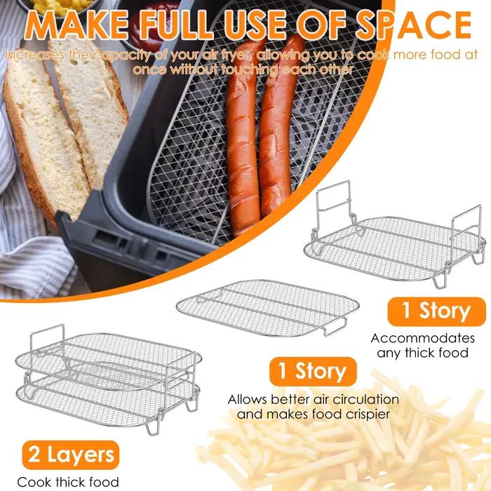 Support de friteuse à Air, grilles empilables, supports de brochettes, accessoires universels, supports de barbecue à viande en acier inoxydable pour la cuisson