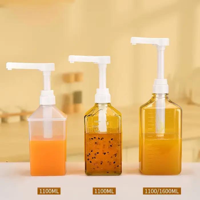 Distributeur de Sistressà Café Multifonction, Bouteille de Ketchup, Miel aiss, avec Pompe 5/8/10CC, Échelle, Goutte à Goutte, 1100ml