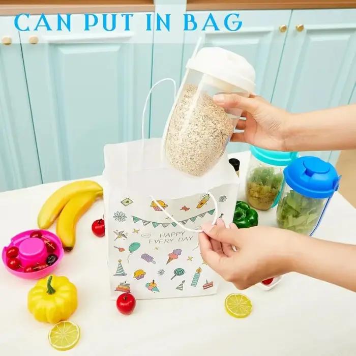 Tasse à Salade Anti-Fuite avec Couvercle Hermetique Fourchette Integree Portable Pour Petits Dejeuners Legumes Fruits Occasions Speciales