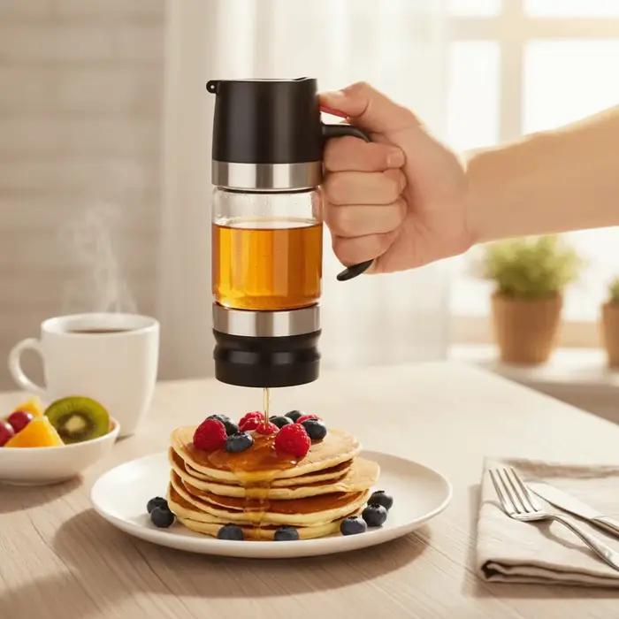 Distributeur de miel en verre durable de 300 ml avec poignée