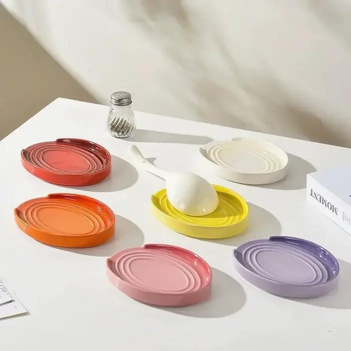 Support de couvercle de Pot en céramique, porte-cuillère, étagère de rangement de cuisine, porte-cuillère, étagère de rangement de comptoir de cuisine