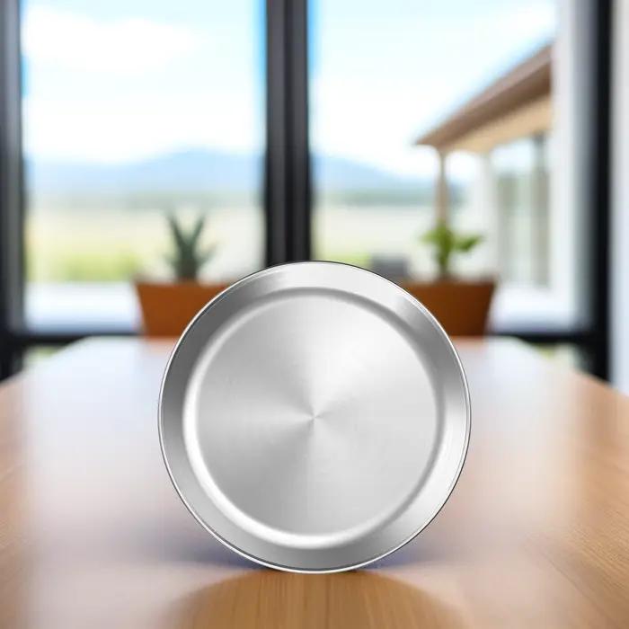 Assiette à Pizza en acier inoxydable de forme ronde
