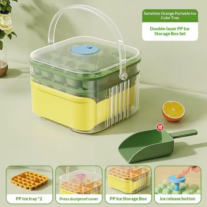 Bac à glaçons 50 cubes, double couche, grande capacité, avec couvercle à pression facile, pour réfrigérateur domestique