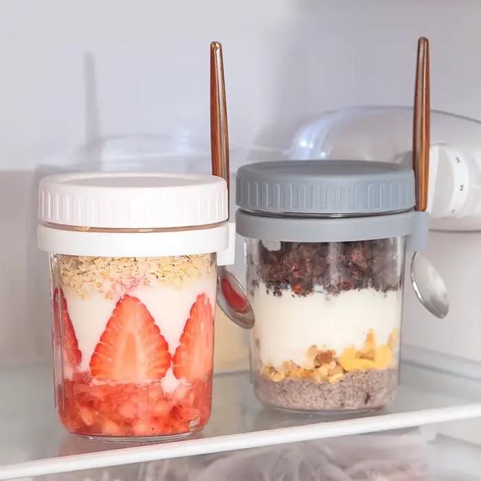 Conteneur d'avoine de nuit, 1 pièce, lait, fruits, salade, stockage des aliments, pots en verre, céréales portables, tasses de petit déjeuner, bouteille d'eau, article de cuisine