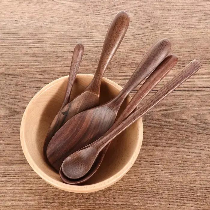 Cuillère à Dessert en bois de noyer noir de Style japonais