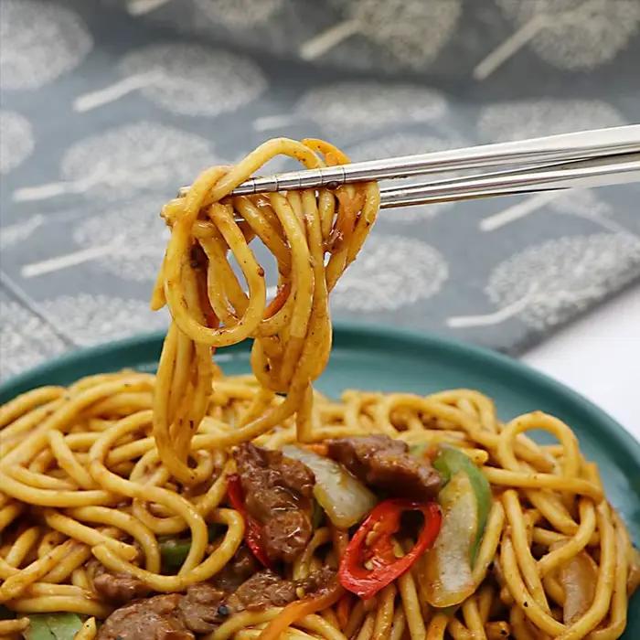 Baguettes chinoises antidérapantes en acier inoxydable