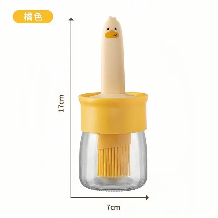 Bouteille à huile en verre, pot à huile intégré avec brosse en silicone de qualité alimentaire, pot à vinaigre, outils de cuisson pour barbecue, pâtisserie, pique-nique