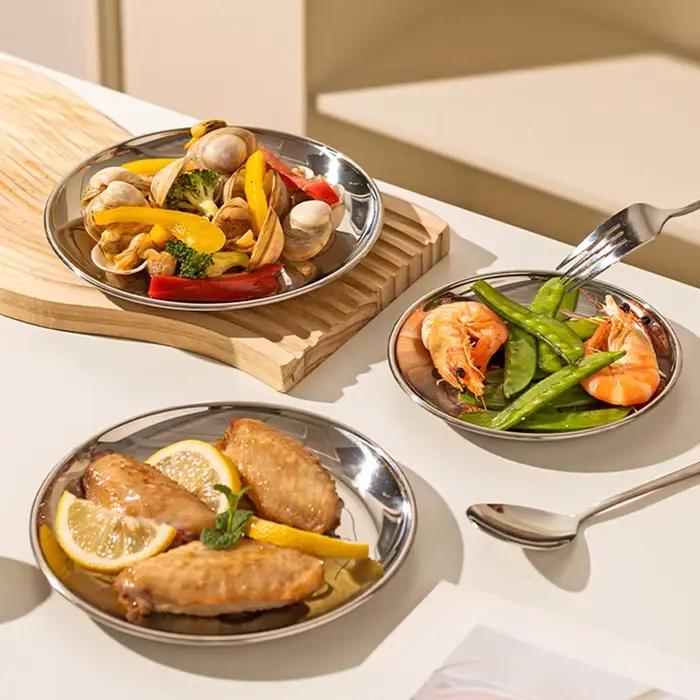 Assiette en acier inoxydable résistant aux chutes