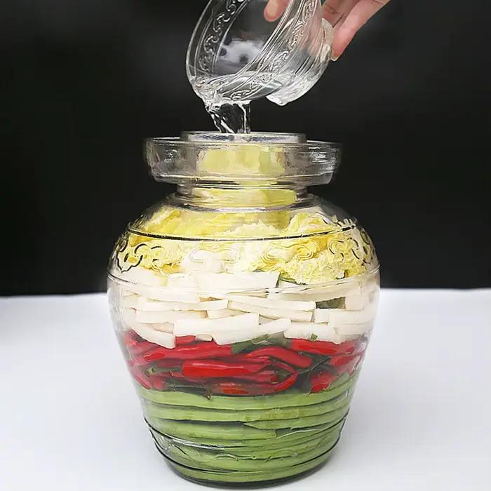 Bocal en verre hermétique pour fermentation de kimchi choucroute légumes grande capacité stockage alimentaire utilisation cuisine occaions spéciales cadeau