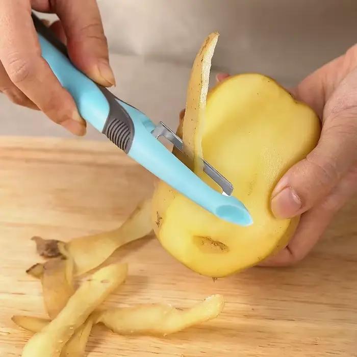 Éplucheur de fruits en acier inoxydable, gadgets de cuisine réutilisables, coupe-fruits, couteau à éplucher
