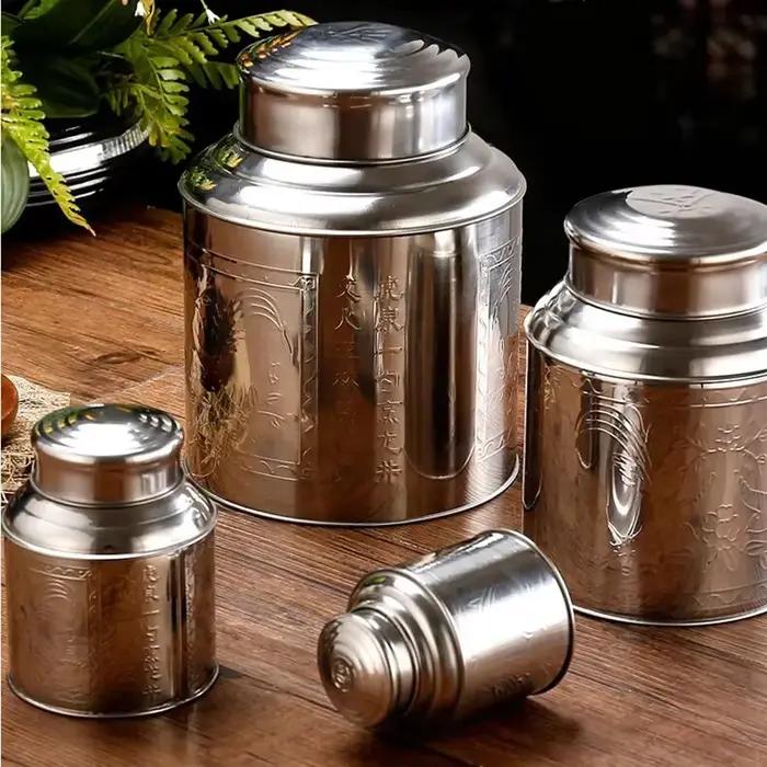 Grand caddie à thé en acier inoxydable, boîte en fer d'emballage, Mini boîte scellée Portable en métal pour la maison