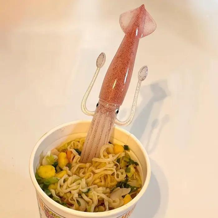 Fourchette à nouilles en forme de poulpe, ustensile en Silicone résistant à la chaleur, fourchette à calmar en plastique, Gadgets de cuisine amusants, ustensile résistant à la chaleur