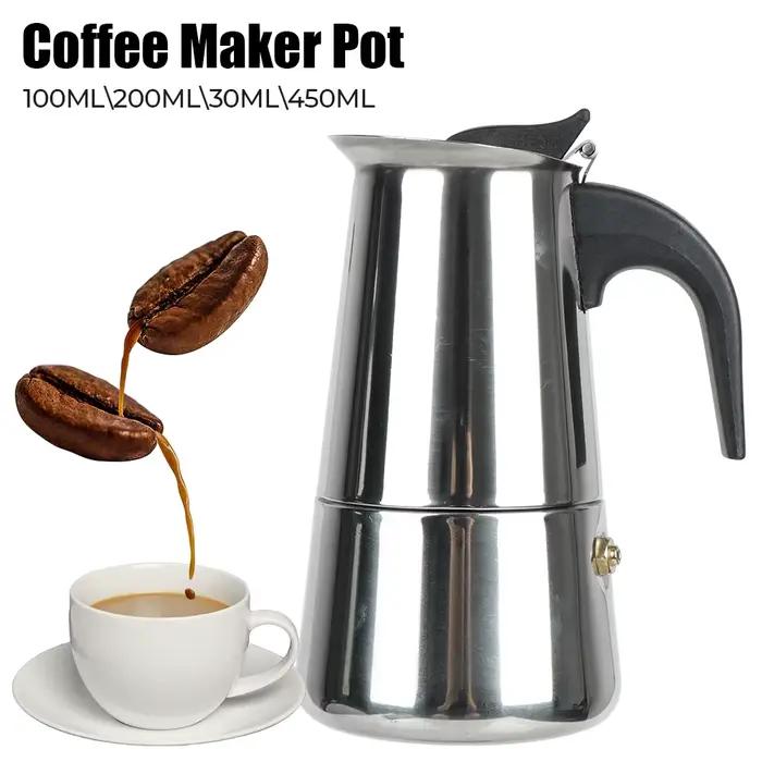 Cafetière Moka en acier inoxydable, cafetière pour cuisine, moka expresso Latte, filtre de cuisinière, 2/4/6/9 tasses