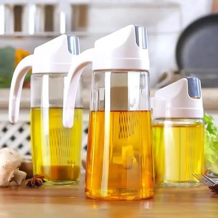 Bouteille d'huile en verre à ouverture automatique, pot de stockage d'assaisonnement créatif, outil de cuisine pratique, évaluation de l'assaisonnement liquide