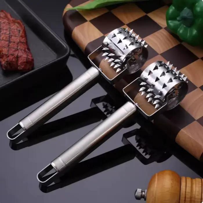 Attendrisseur de viande en acier inoxydable, marteau à rouleau pour Steak, pounders de porc sur les côtés, outils de cuisine